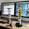 3D Printed Shock Absorber Desk Lamp with Digital Clock – Racing Coilover LED Table Light