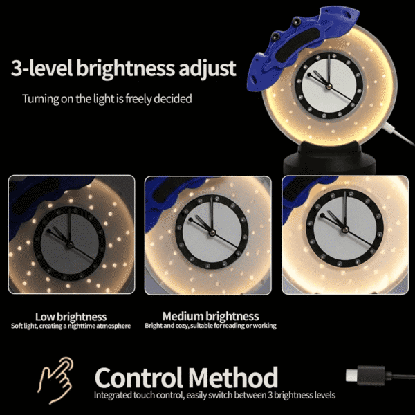 17865214776722-c 3D Printed Brake Disc Desk Clock Lamp – Racing Caliper LED Table Light