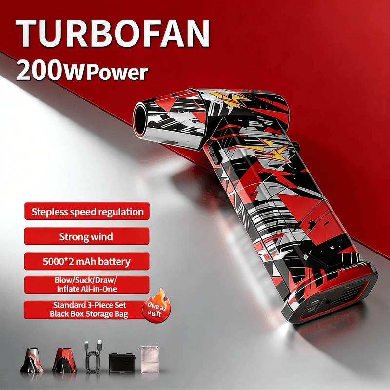 L9 Turbo Fan – 200W Handheld Blower & Vacuum with Graffiti Finish