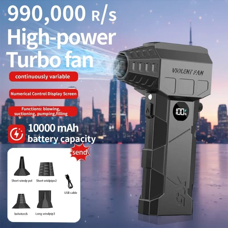 TurboFan X5 Violent Fan – 4-in-1 Handheld Blower & Vacuum