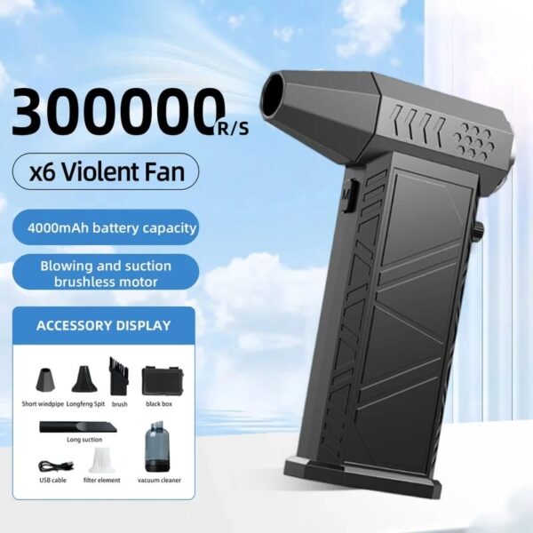 17881583218231-c X6 Violent Fan – 30000 r/s Handheld Blower & Vacuum with 7 Accessories