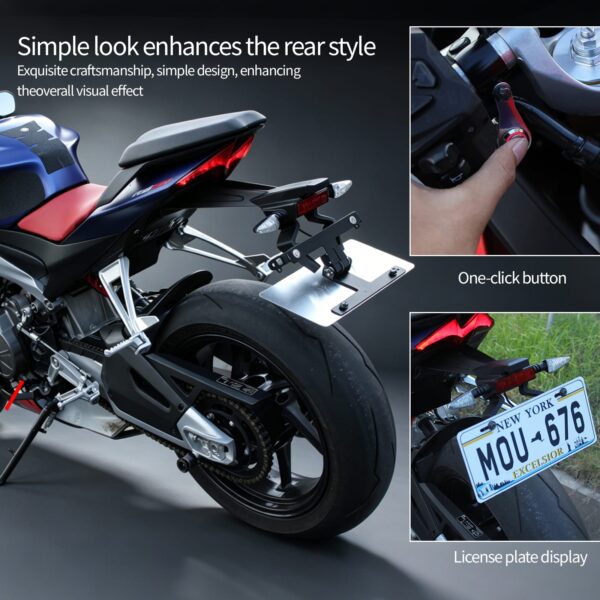 Universal Motorcycle License Plate Folding Bracket – Electric Fold-Out Plate Holder