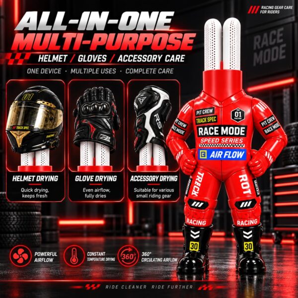 3-c Racing Helmet Dryer – 360° Hot Air Motorcycle Gear Drying Stand