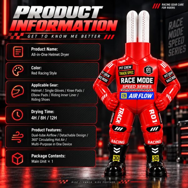 5-c Racing Helmet Dryer – 360° Hot Air Motorcycle Gear Drying Stand